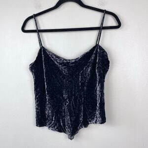 Anne Klein Velvet Whimsygoth Cami Gray Black Crushed Velvet Triangle Hem Size 12